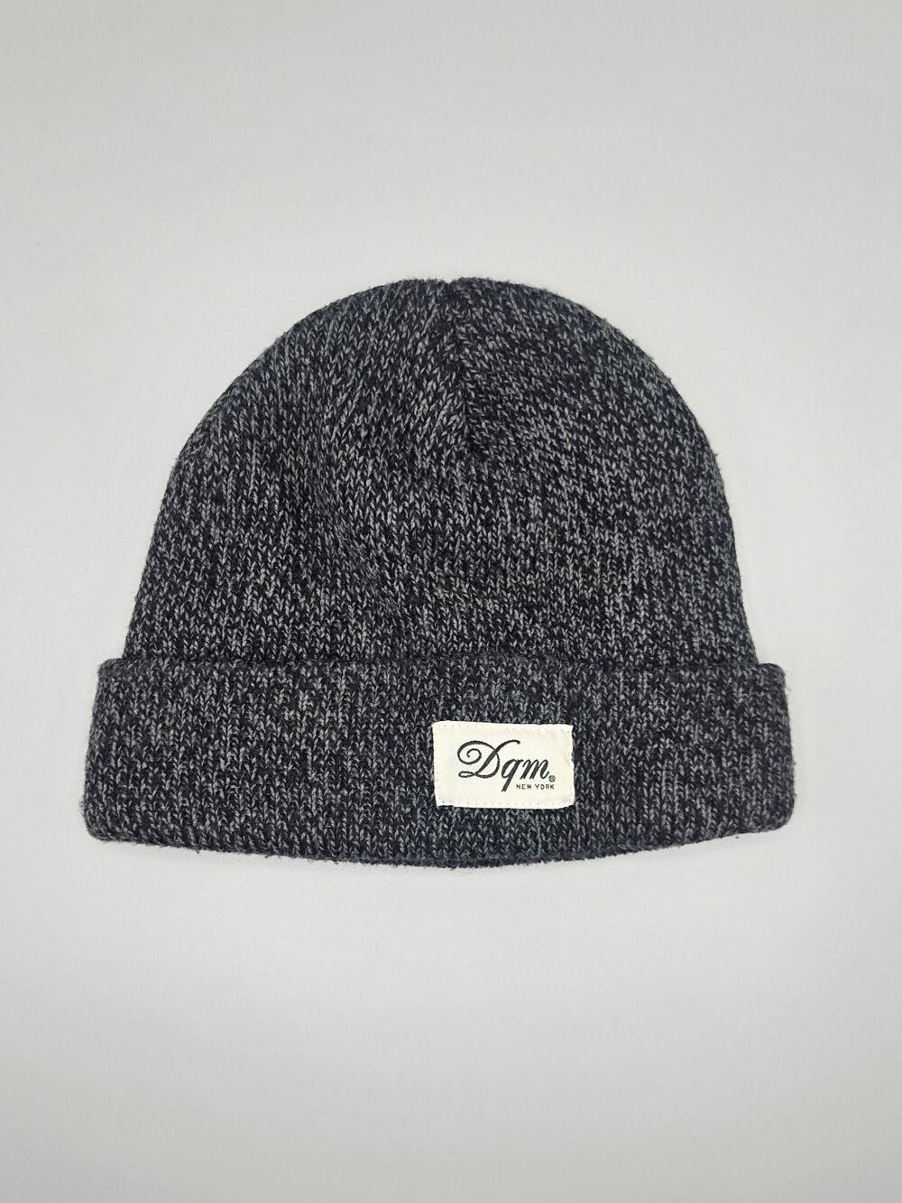 DQM New York Mens Grey Black Knit Cuffed Beanie Hat Streetwear Skate One Size